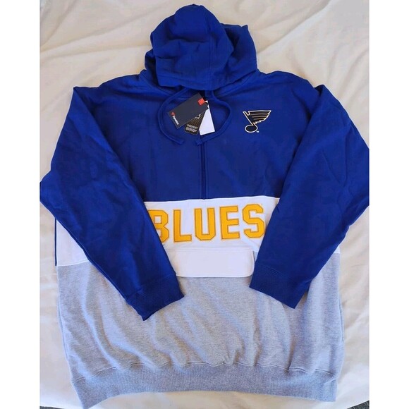 St. Louis Blues Profile Varsity Quarter Zip Pullover Hoodie Sz 4X - NHL -  NWT - Picture 1 of 4